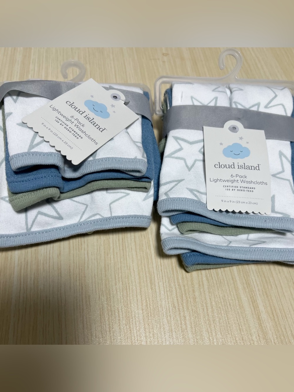 Cloud Island 12 Pack Baby Washcloth Bundle NWT Blue Green Star Print